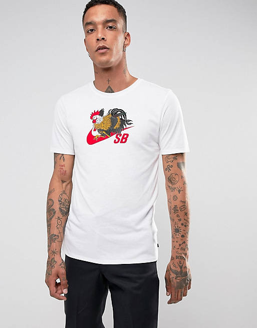 El principio pirámide amor Camiseta blanca con estampado de gallo 906207-100 de Nike SB | ASOS