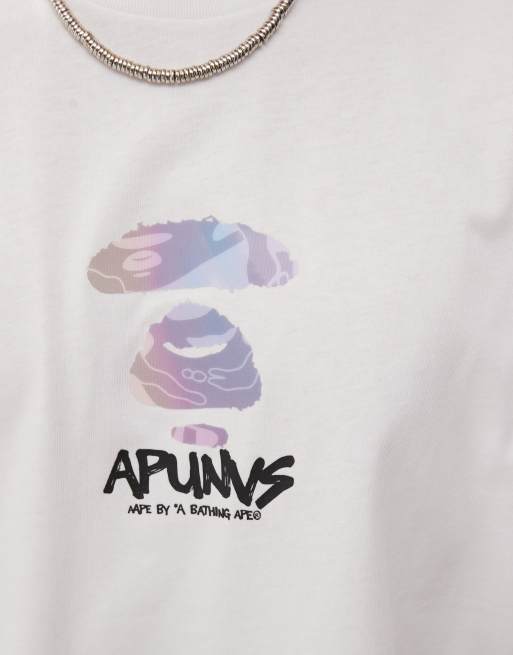 Camiseta blanca con estampado de logo multicolor en la espalda de AAPE BY A BATHING APE®, 2 de 4