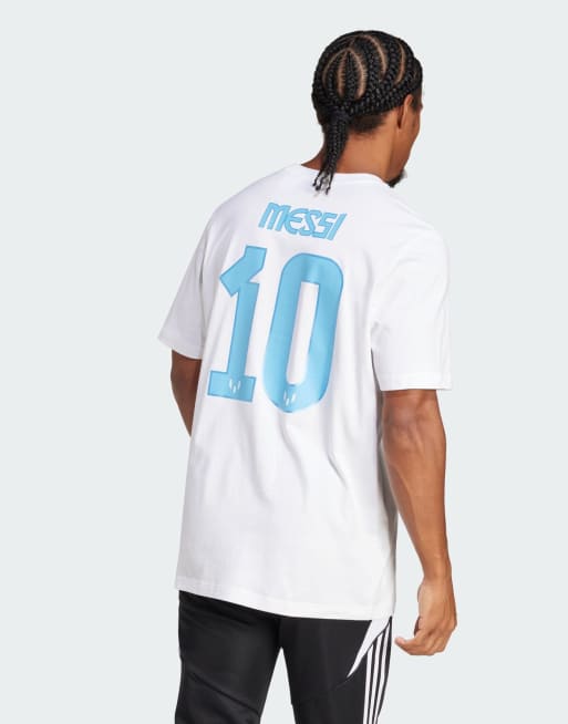 Camiseta blanca con estampado de número y nombre de Messi de adidas Performance, 2 de 4