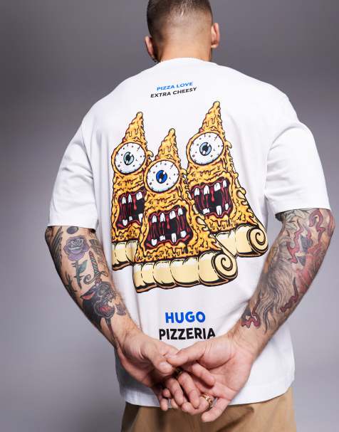 Camiseta blanca con estampado de pizza Nizzerio de HUGO BLUE - view 1