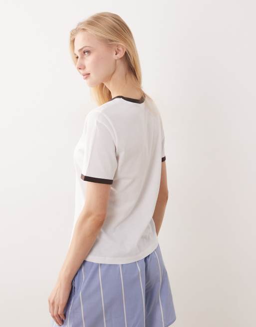 Camiseta blanca con estampado de rosa y ribetes de JJXX, 2 de 4