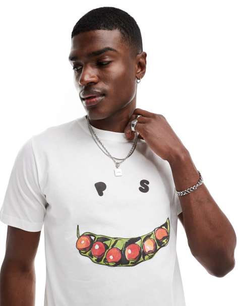 Camiseta blanca con estampado de sonrisa de vaina de PS Paul Smith - view 1