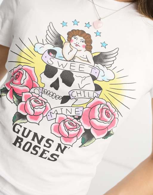 Camiseta guns and online roses blanca