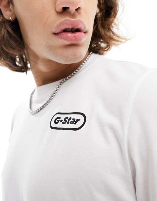 Camiseta blanca con estampado en el pecho y la espalda de G-Star, 4 de 4