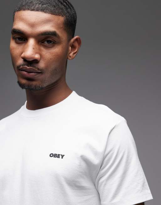 Camiseta blanca con estampado en la espalda de exclamación de Obey, 5 de 5
