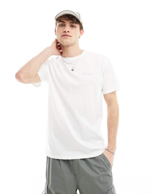 Camiseta blanca con estampado floral pequeño en la espalda Navy Heights exclusiva en ASOS de Columbia