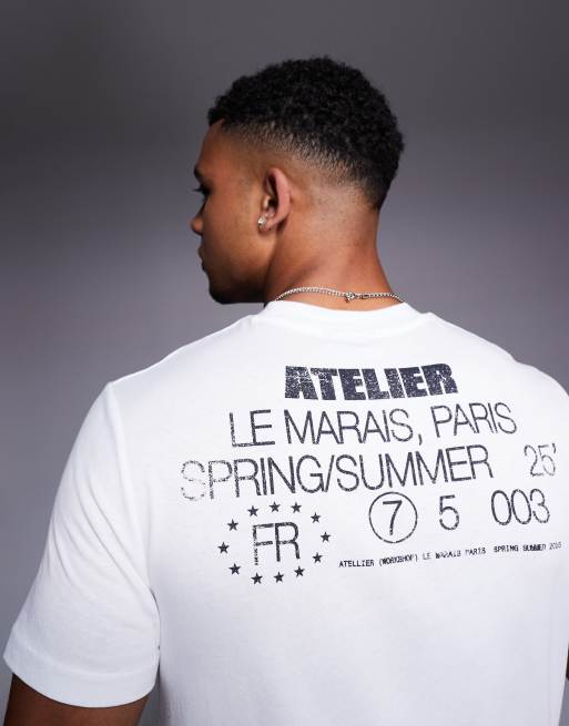 Camiseta blanca con estampado gráfico "Atelier" de ASOS DESIGN , 3 de 4