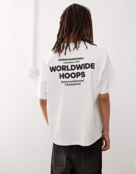 Camiseta blanca con estampado gráfico de baloncesto de adidas Originals - view 1
