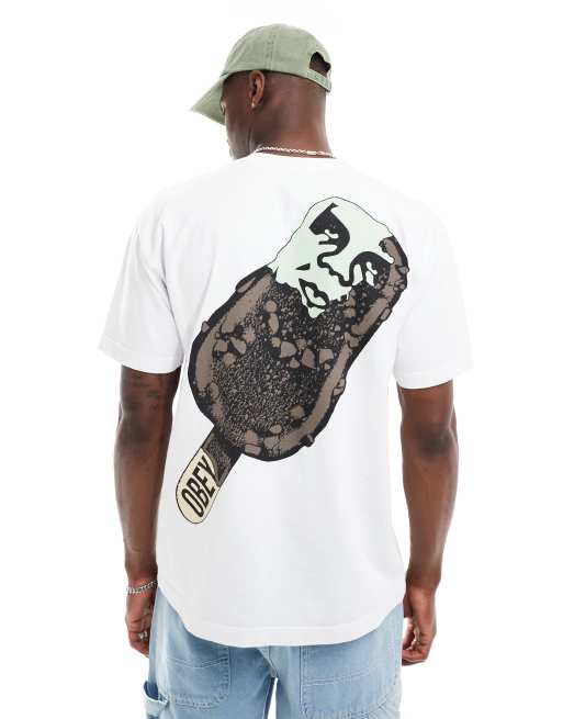 Camiseta blanca con estampado gráfico de helado de Obey