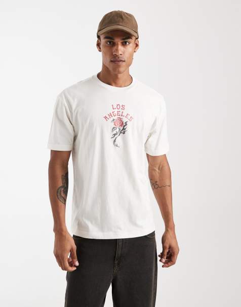 Camiseta blanca con estampado gráfico de rosa grunge de Hollister - view 1