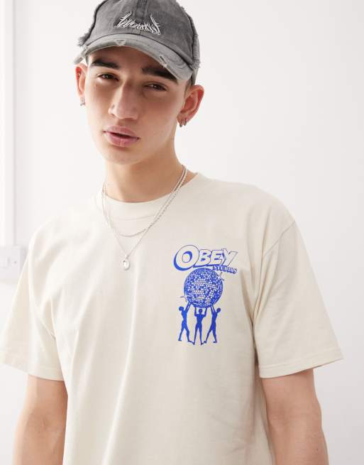 Camiseta blanca con estampado gráfico del logo en la espalda Uplift de Obey, 2 de 4