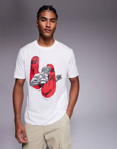 Camiseta blanca con estampado gráfico Diboxer de Hugo Red - view 1