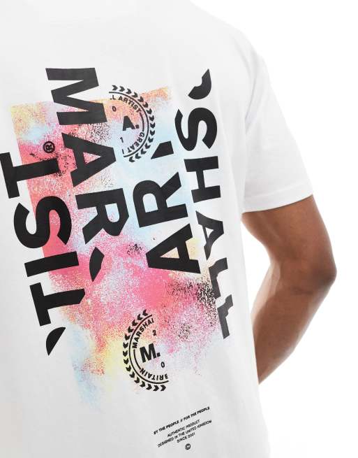 Camiseta blanca con estampado gráfico en la espalda de Marshall Artist, 3 de 4