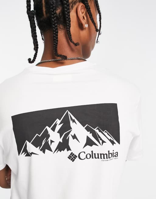 Camiseta blanca con estampado gráfico en la espalda Peak exclusiva en ASOS de Columbia