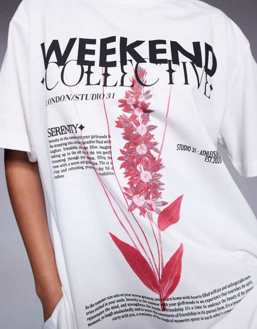 Camiseta blanca con estampado gráfico floral de Weekend Collective, 4 de 4