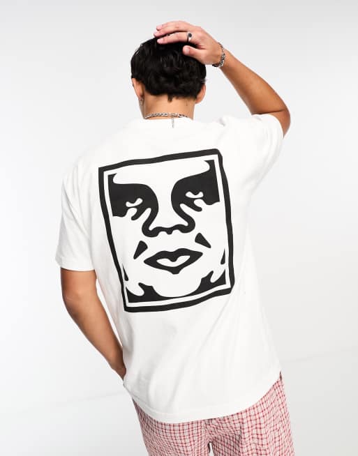 Camiseta blanca con estampado trasero de tejido grueso Bold Icon de Obey