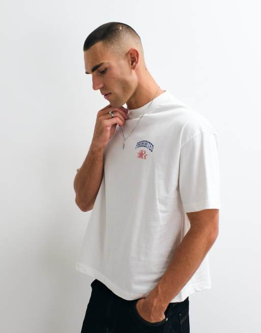 Camiseta blanca con gráfico avantgarde y estampado en la espalda, 2 de 5