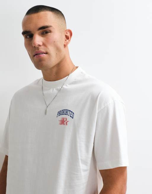 Camiseta blanca con gráfico avantgarde y estampado en la espalda, 3 de 5