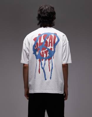 Camiseta blanca con gráfico de símbolo de la paz Runner de AllSaints | ASOS