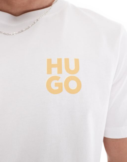 Camiseta blanca con logo apilado en el pecho Dimoniti de HUGO Red, 4 de 4