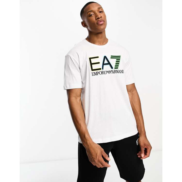 Camiseta blanca con logo bordado de Emporio Armani EA7 ASOS