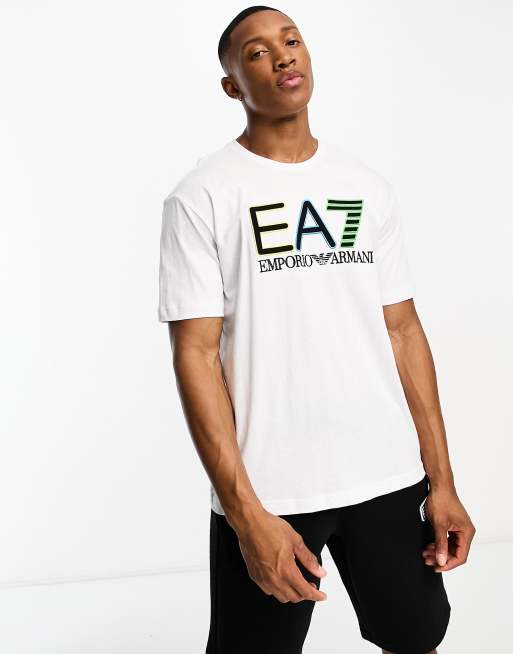 Camiseta blanca con logo bordado de Emporio Armani EA7 ASOS