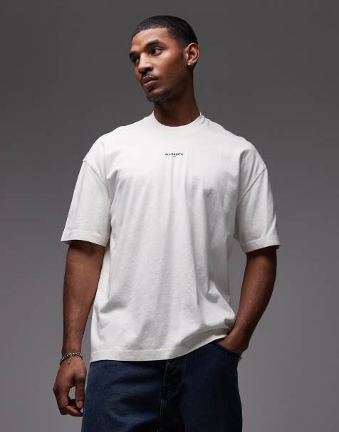 Camiseta blanca con logo central Mikro de AllSaints - view 1