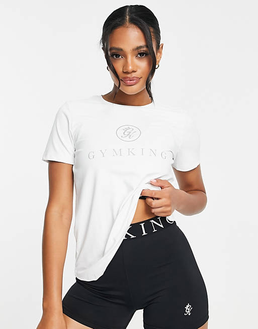 Mujer Tops | Camiseta blanca con logo de Gym King Pro - TY54719