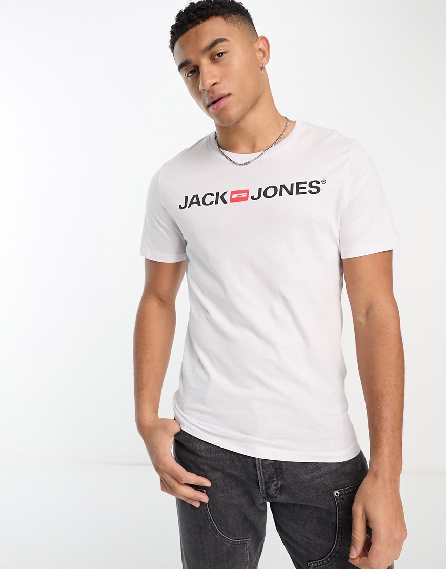 camiseta blanca con logo de jack & jones-blanco