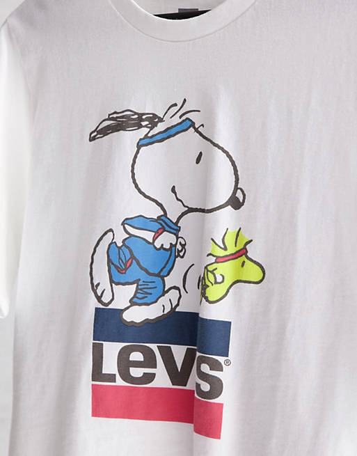 Rico panel traicionar Camiseta blanca con logo de la marca y diseño de Peanuts Snoopy de Levi's |  ASOS