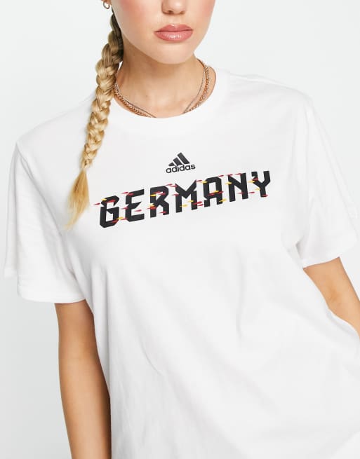 Camiseta blanca con logo de la selección de Alemania para la Copa Mundial 2022 de adidas Football