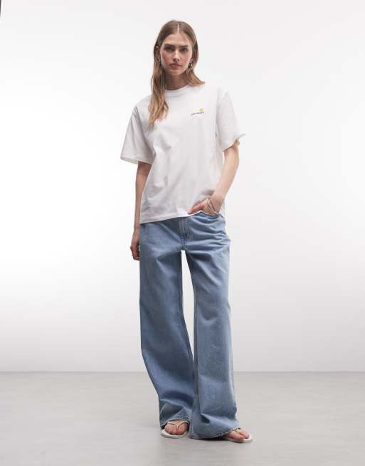 Camiseta blanca con logo de texto American de Carhartt WIP, 3 de 4
