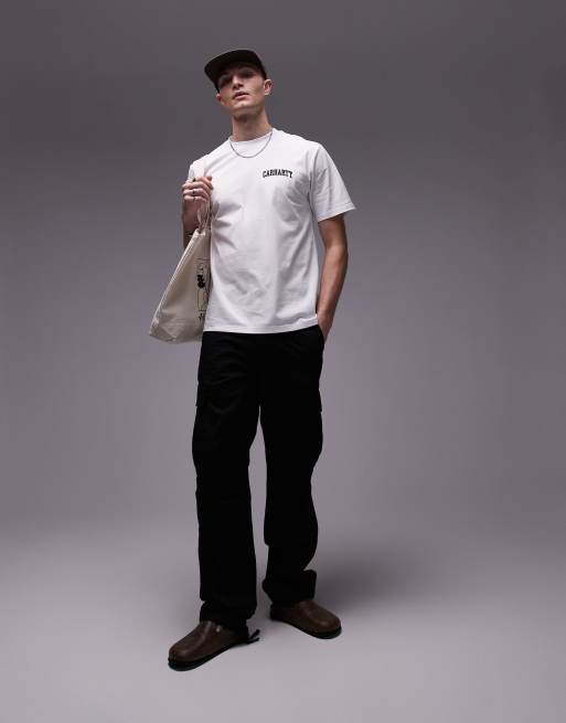 Camiseta blanca con logo de texto estilo universitario de Carhartt WIP, 2 de 4