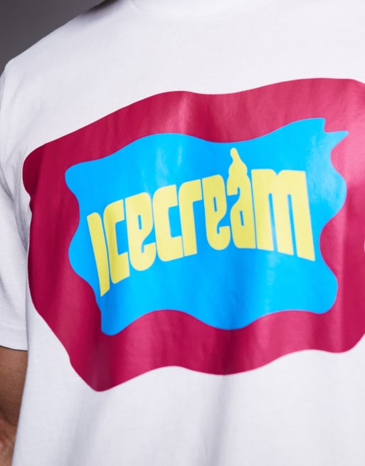 Camiseta blanca con logo en la espalda de tejido grueso de ICECREAM, 5 de 5