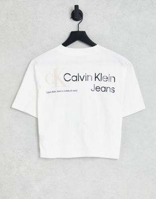 Calvin Klein Jeans back urban logo t-shirt in white - ASOS Price Checker
