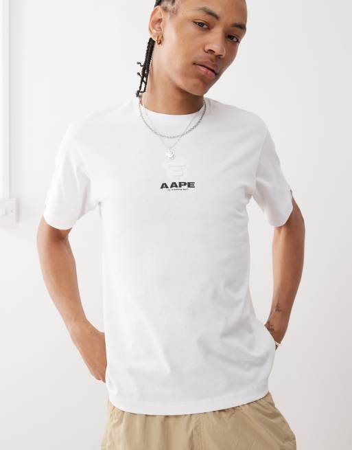 Camiseta blanca con logo estampado en la espalda de AAPE BY A BATHING APE®, 2 de 4