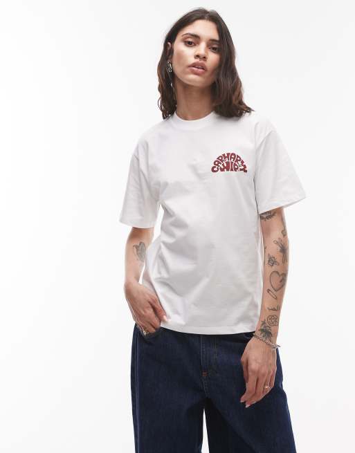 Camiseta blanca con logo estampado en la espalda de Carhartt WIP , 2 de 4