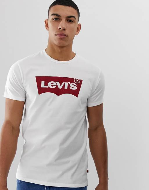 Camiseta blanca con logo estilo ala de murciélago de Levi's, 3 de 4