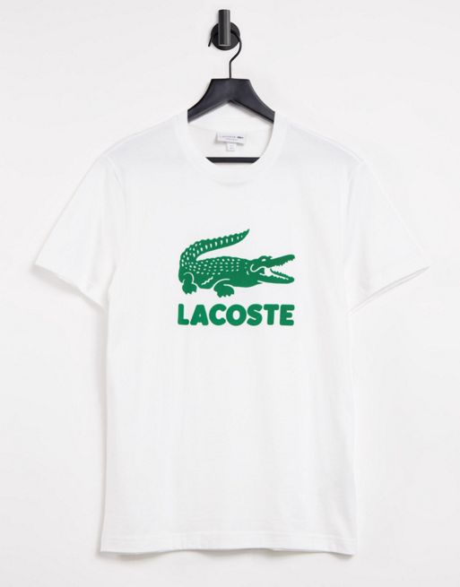 Camiseta blanca con logo grande de cocodrilo de Lacoste | ASOS