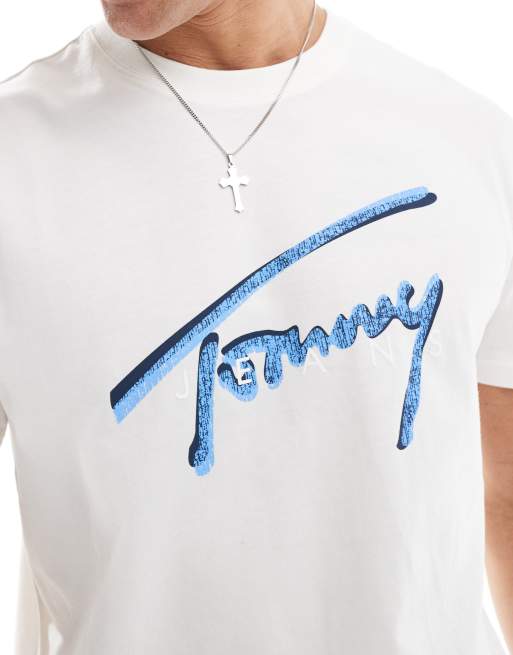 Camiseta blanca con logo grande de firma de Tommy Jeans, 2 de 4