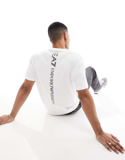 ClassicfuncenterShops Camiseta blanca con logo pequeno y estampado en la espalda de Armani EA7 Pack de 3 pares de Kids para entrenar en blanco de Emporio Armani