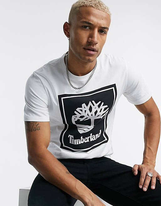 Hombre Tops | Camiseta blanca con logo stack de Timberland - IJ73691