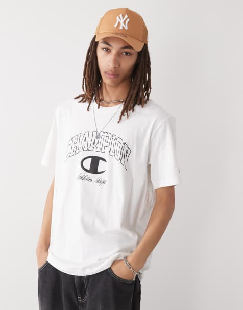 Camiseta blanca con logo universitario y cuello redondo de Champion - view 1