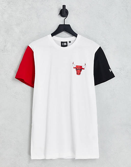 Camiseta blanca manga corta colour block de los Chicago Bulls de la NBA de New ASOS