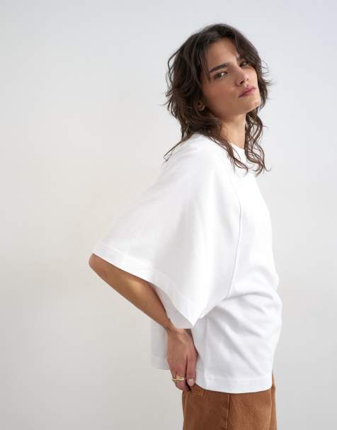 Camiseta blanca con mangas murciélago de Topshop - view 1