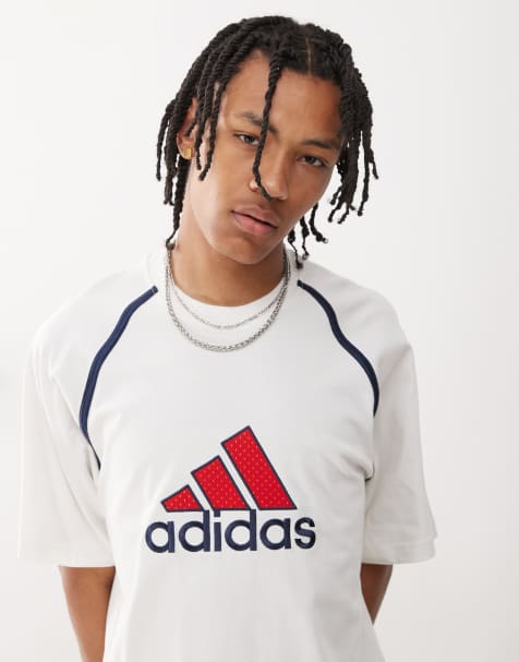 Camiseta blanca con parche gráfico rojo de adidas Originals - view 1