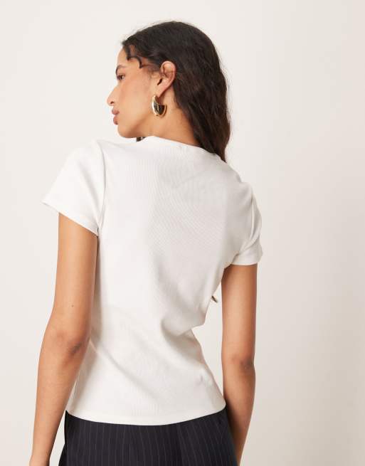 Camiseta blanca de canalé de JDY, 3 de 4