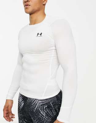 Camiseta blanca de compresión de manga larga Heat Gear de Under Armour Training |