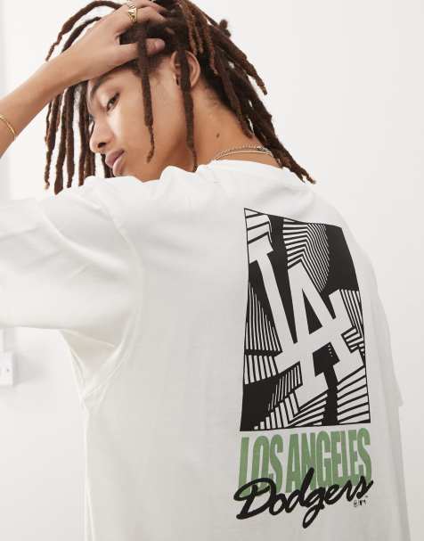Camiseta blanca de corte cuadrado con estampado trasero "LA Dodgers" de 47 Brand - view 1