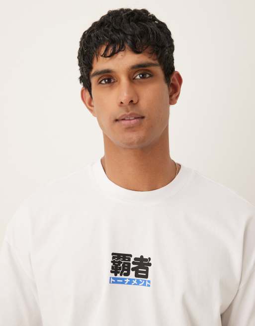 Camiseta blanca de corte cuadrado extragrande con estampado deportivo de ASOS DESIGN , 2 de 4
